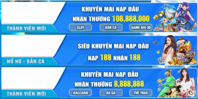 Khuyến Mãi Thưởng Nạp Đầu Hấp Dẫn Dành Cho Tân Thủ Hi88 2 Các mức thưởng của ưu đãi thưởng nạp đầu